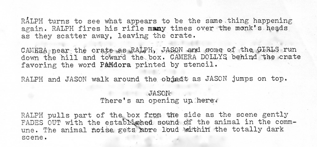 END Final page of the original script. Five different endings were shot before one was accepted.